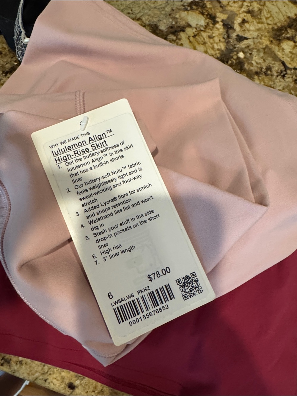 NWT Lululemon Align High Rise Skirt size 6. Blush pink. - Picture 7 of 7